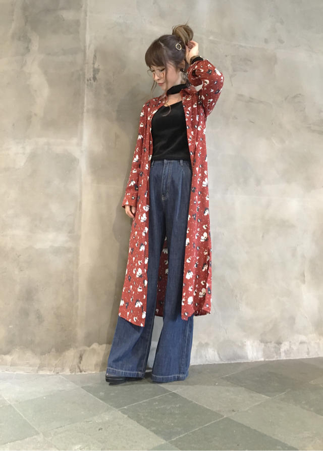 花柄ロングシャツ♡みきてぃ♡お団子アレンジ♡