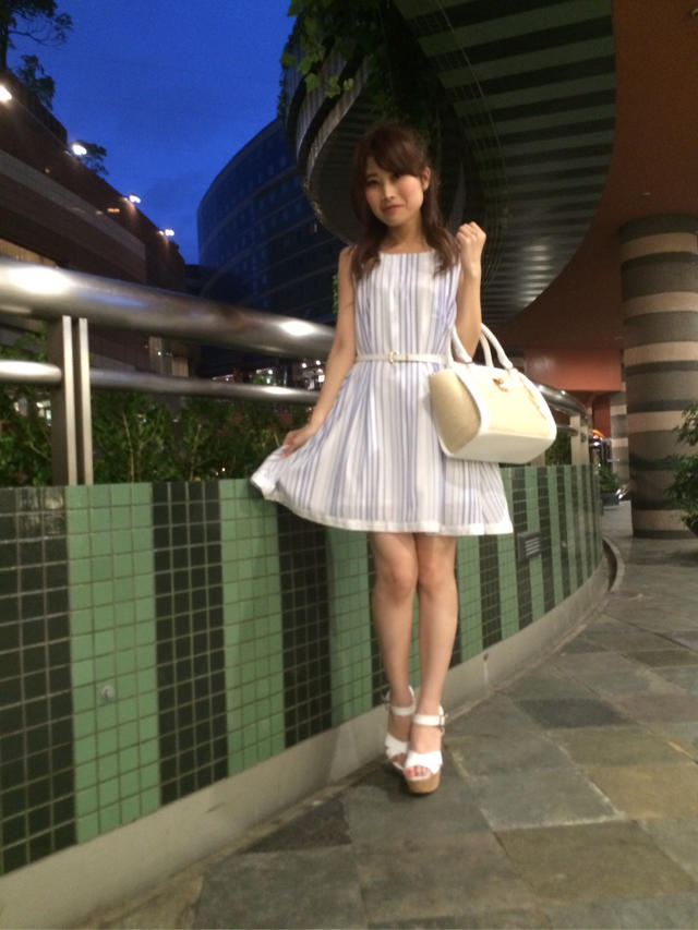 ストライプワンピ♡熊手チーフ