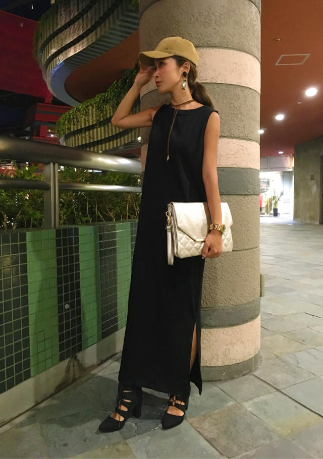 ♡スリットマキシリブワンピース♡なべチーフ♡夏ネイル♡