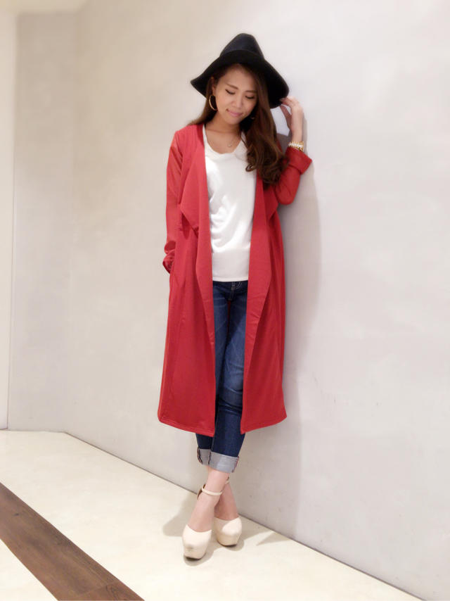 異素材ロングトッパー♡/サラッとオシャレに♡/今日はこれから♡内田