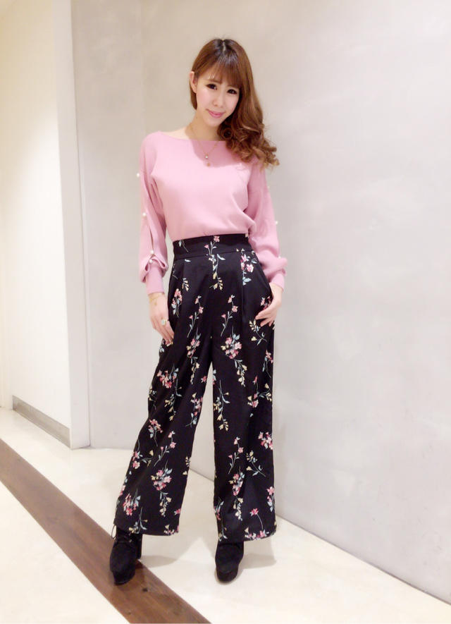 New♡可愛すぎる袖パール付きニットトップスコーデ♡dinner♡堀内