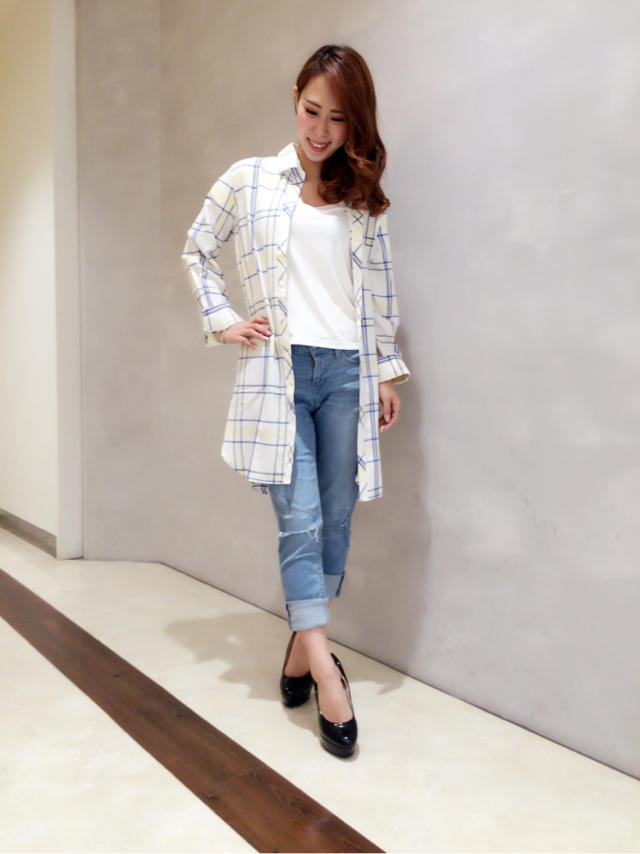 この時期必修♡ロングチェックシャツ♡八つ橋♡堀内