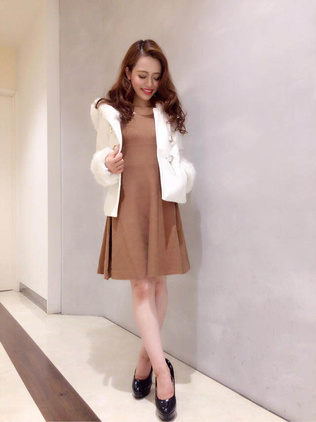 ファー付きヘビロテアウター♡&上品なニットワンピ♡/エレガンスコーデ♡/part２♡  加茂
