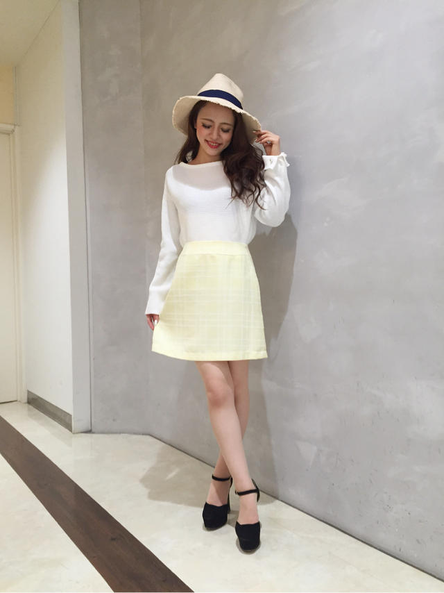 ラインもすっきり♡フェミニンなチェック柄台形スカート♡ 加茂
