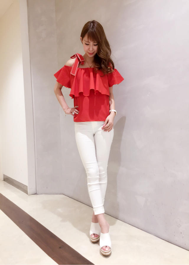 プレス掲載オフショル♡肩リボンがツボ♡堀内