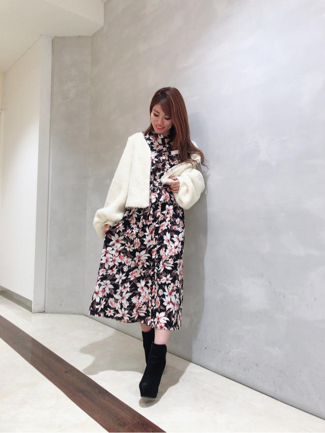 春まで使える！花柄ロングワンピース♡田中
