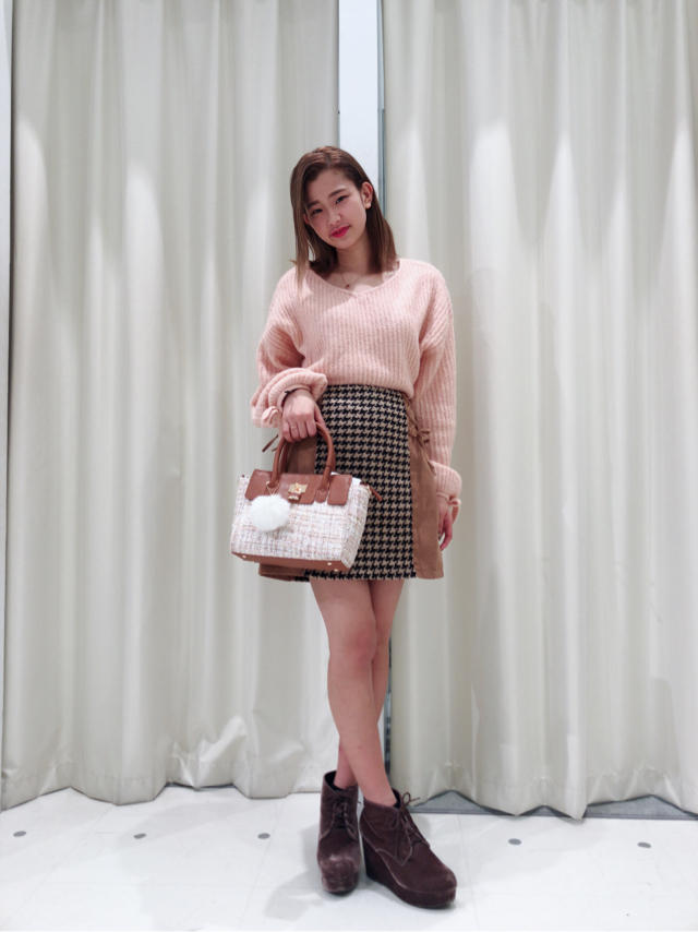 ♡モヘアタッチのショートニット♡千鳥格子柄ミニスカート♡はるちゃんまん♡