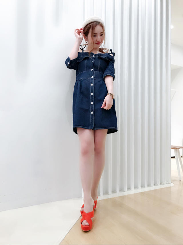 デニムオフショルワンピ♡