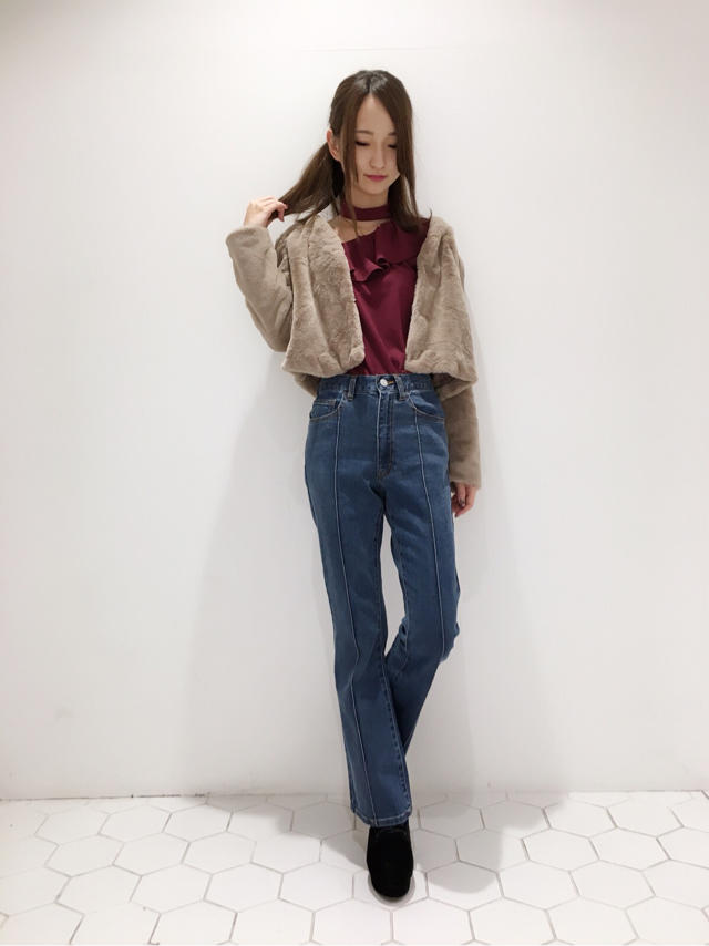 ノーカラーショート丈ファーコート♡♡