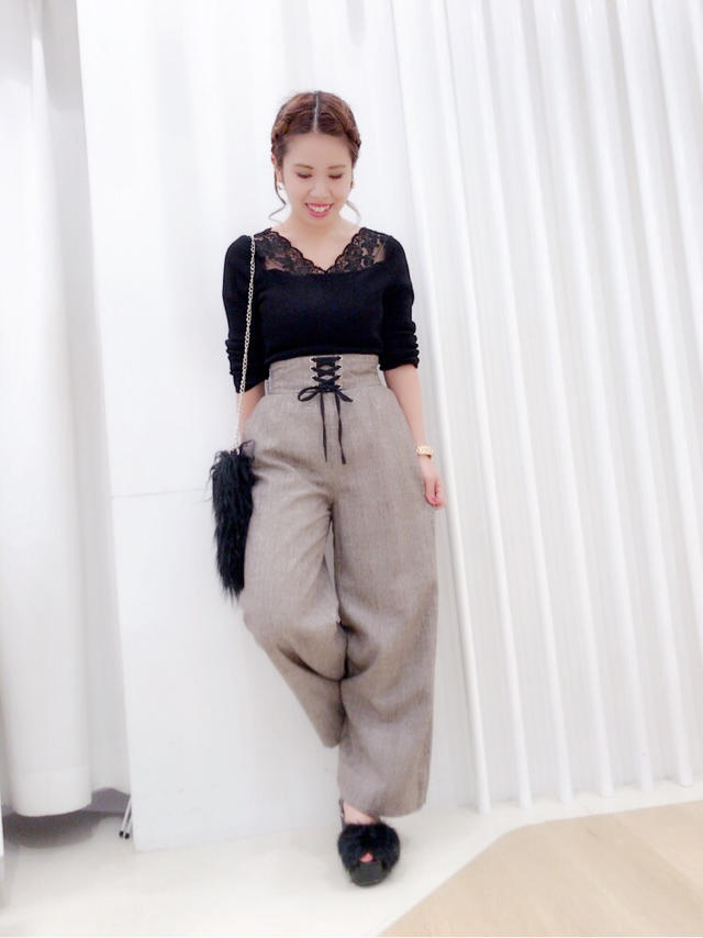大人気コルセット風☆ワイドパンツ