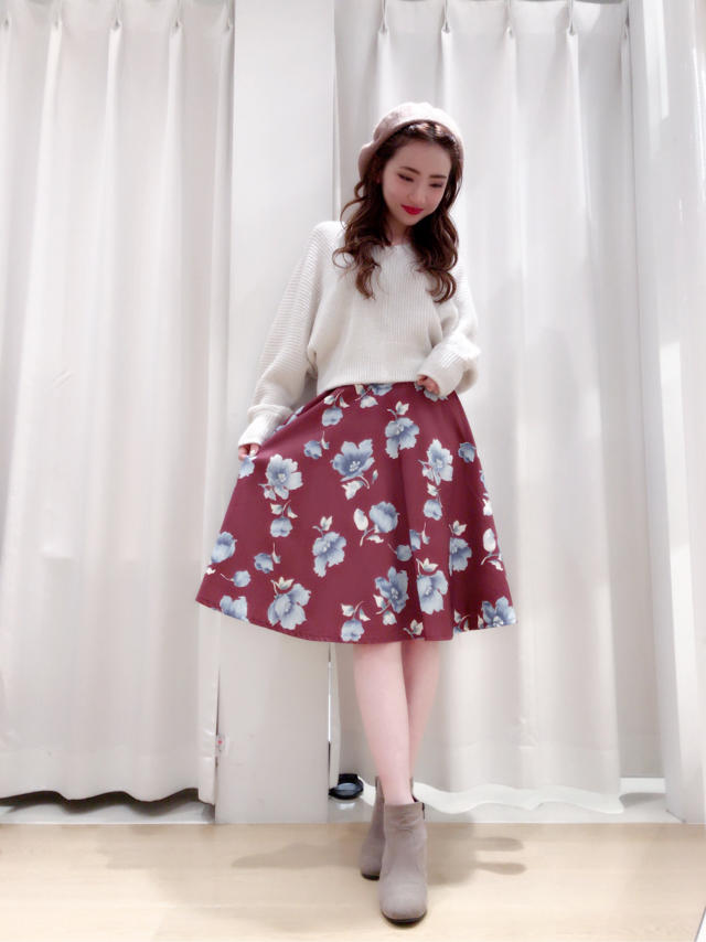 花柄ミモレスカート♡