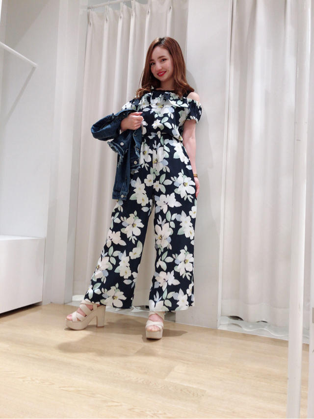 大花柄オールインワン♡