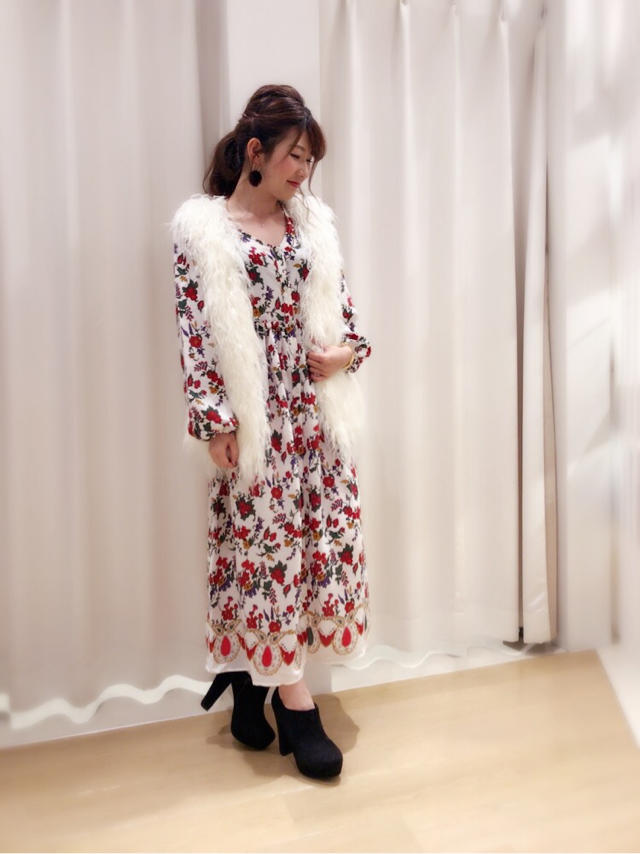 エキゾチック花柄ワンピ♡