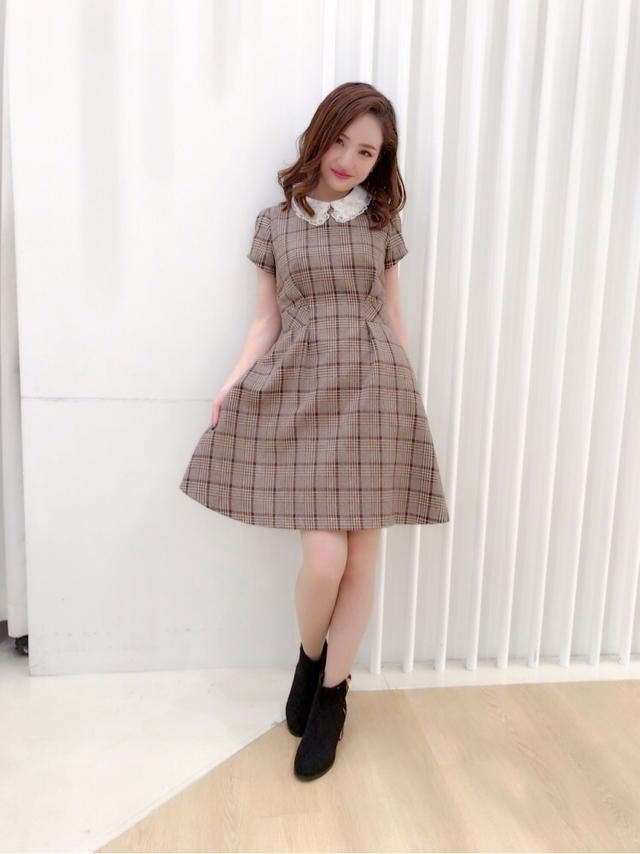 襟付き♡グレンチェックワンピ