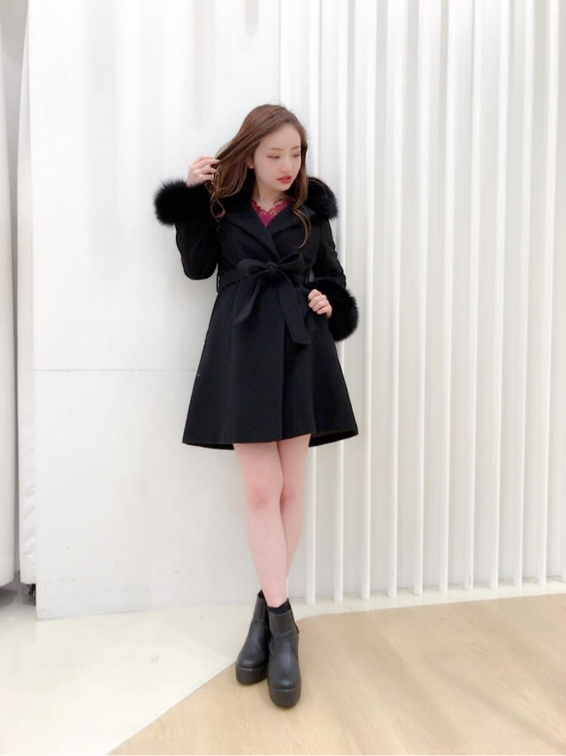 ファー付きガウンコート♡