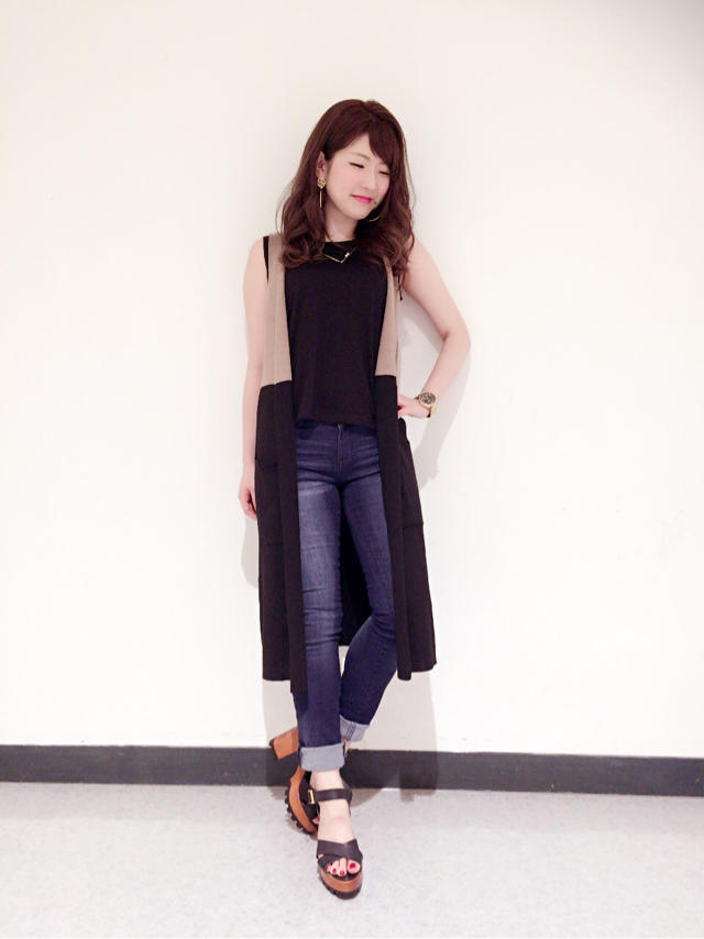 インナー付きロングジレコーデฅ՞•ﻌ•՞ฅ♡