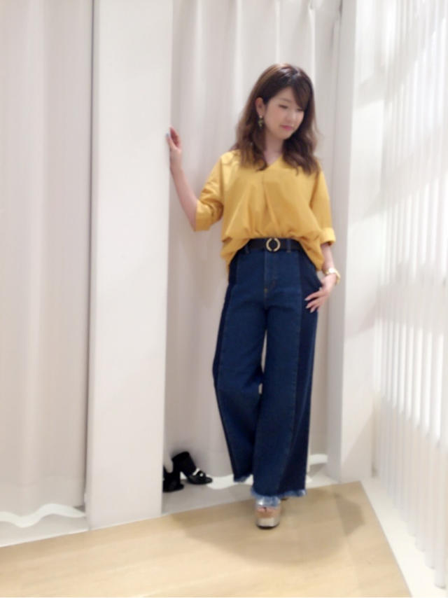 バイカラーワイドパンツ♡店頭コーデ
