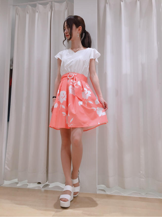 大花柄ドッキングワンピ♡♡