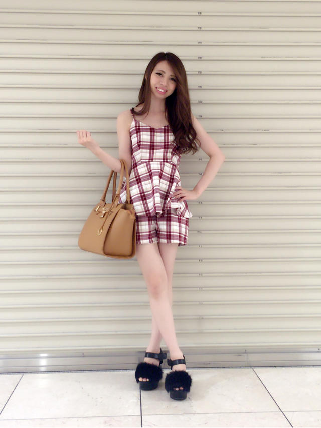 チェックペプラムキャミ＋ショートパンツ☆驚きのspecial price♡♡ありちゃ