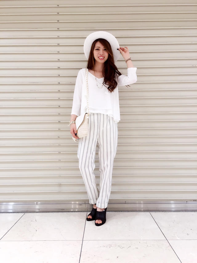 キャミSET短丈トッパー×ストライプドビークロップドパンツ☆スニーカーデビュー♡♡ありちゃ