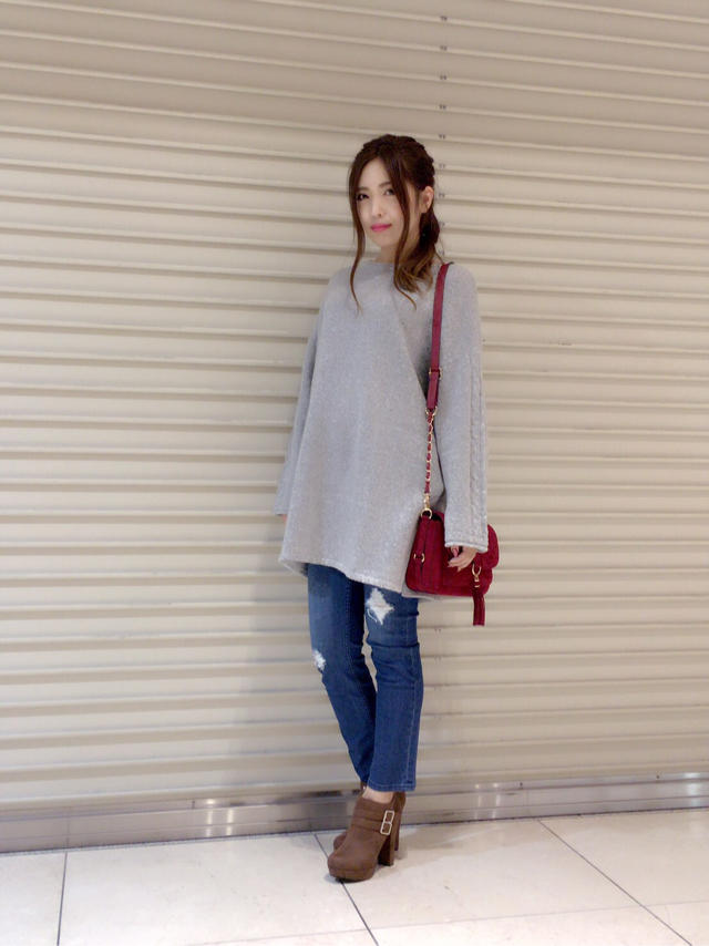 ケーブル袖ゆるニットチュニック♡♡ありちゃ
