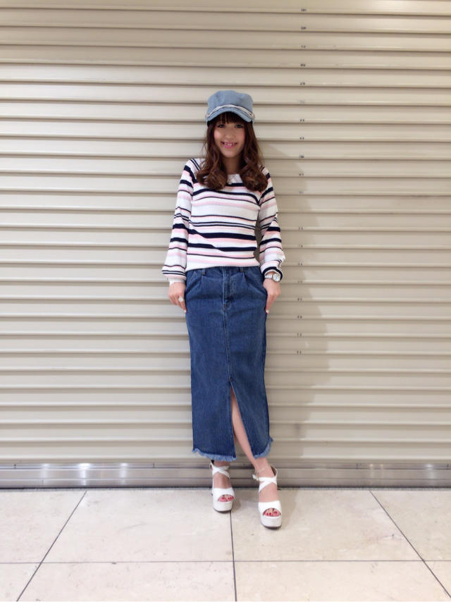 ボーダートップス×フリンジデニムスカート♡♡ありちゃ