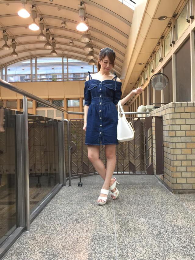 可愛く着こなす❤️綺麗目カジュアル❤️デニム✖︎ワンピース❤️さくら