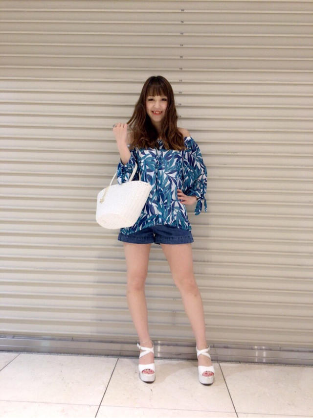 リーフ柄トップスcode☆あいか