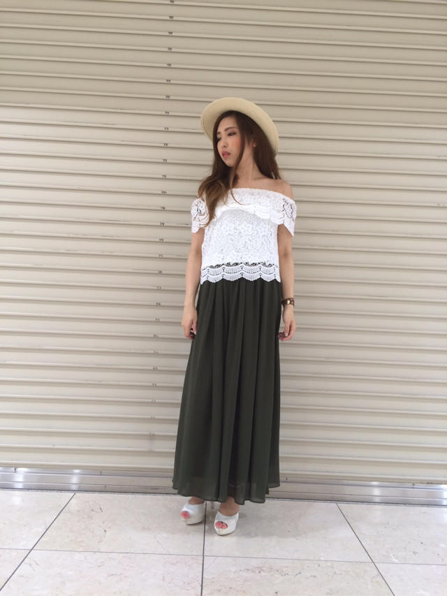 フラワーレースオフショル☆スカンツ着回し♡♡ありちゃ