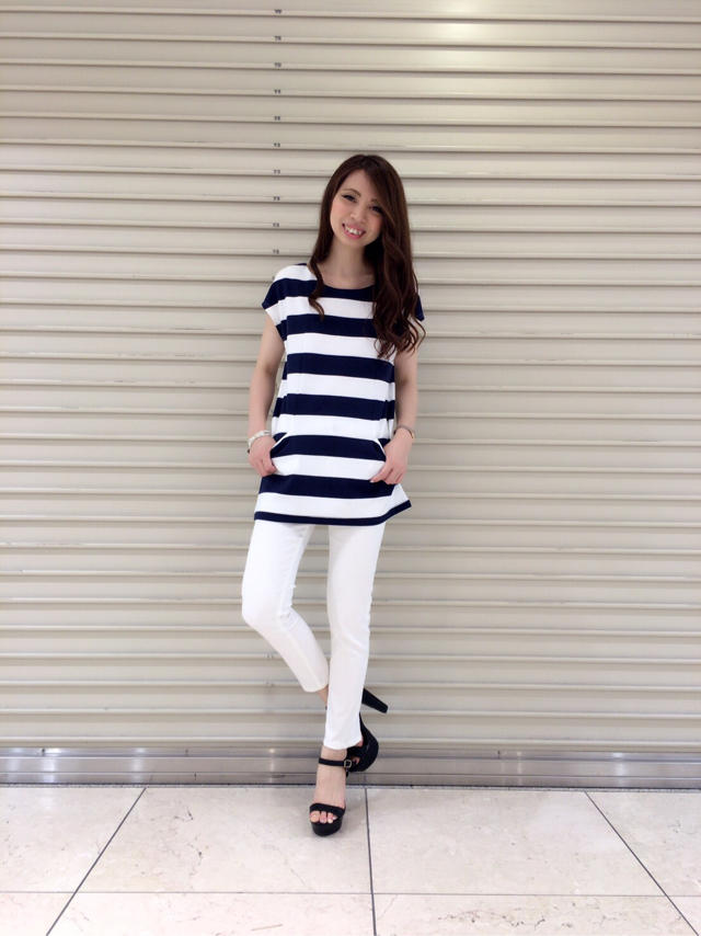 バッククロスボーダーTOPS×接触冷感スーパーストレッチスキニー♡♡ありちゃ