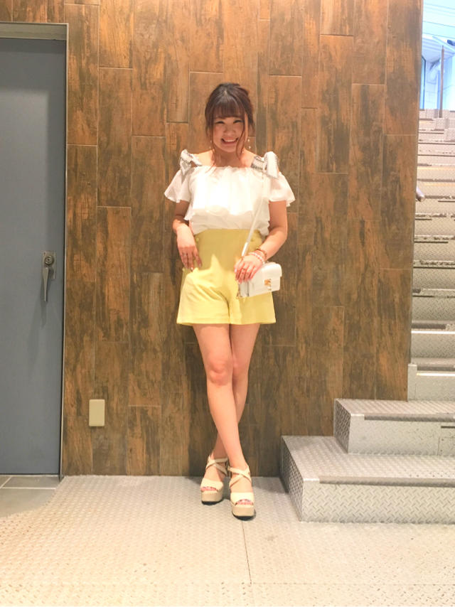 イエローキュロットコーデ！ヘアアレンジしてみました！柴田