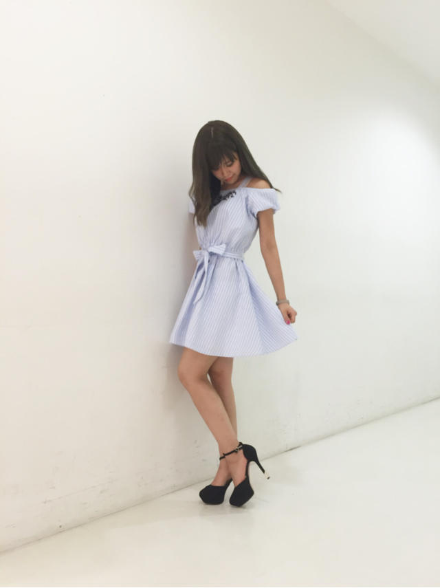 春ストライプワンピ♪