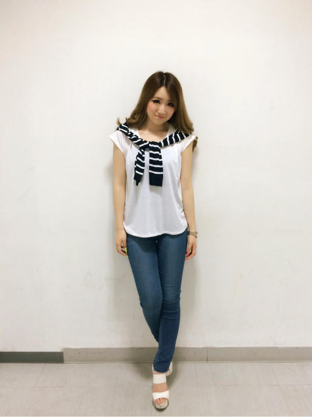 Tシャツ&ボーダーカーデ着回しcode♡はるにゃん