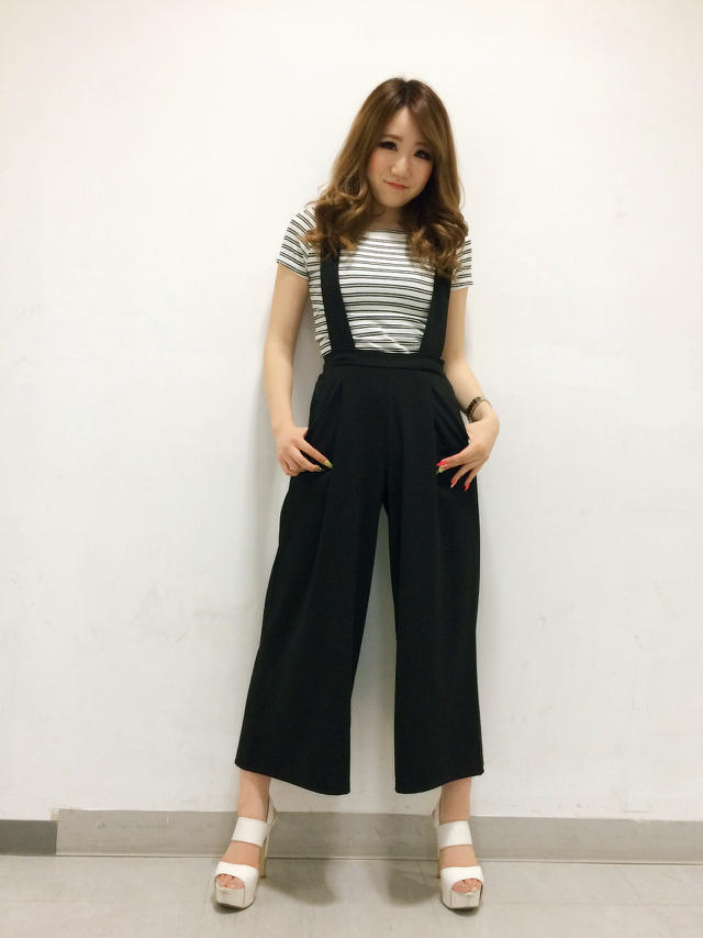 新作♡インナー付サスペンダーワイドパンツ