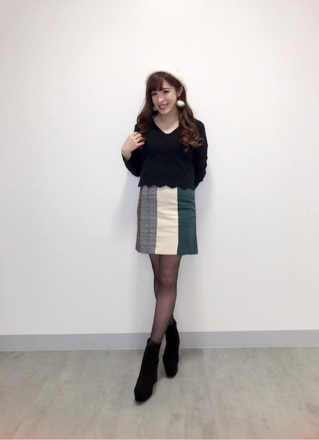 スカラップニット×配色台形スカート♡♡ chisato