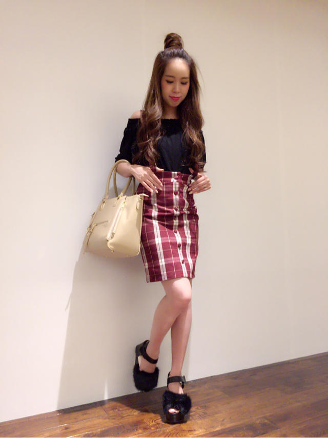 ガーリーコーデ♡♡新作サスペンダー付きチェック柄スカート♡みか