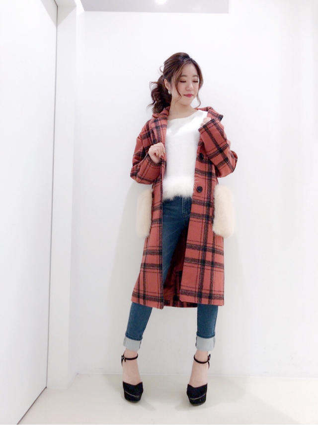 カジュアルチェック柄がオシャレなチェスターコート♡chisato