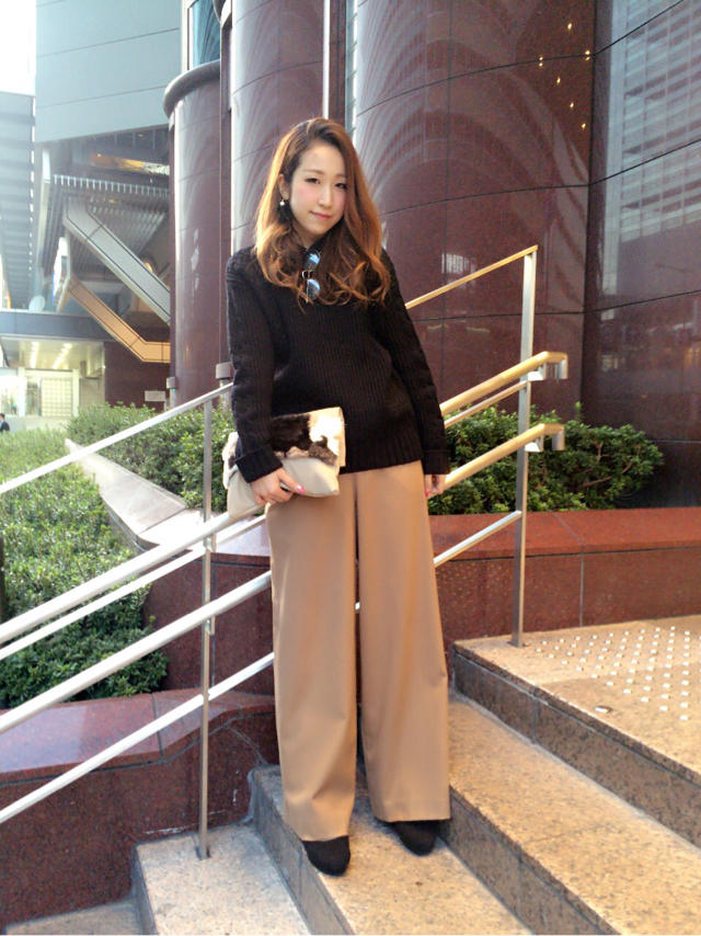 ニットとワイドパンツでゆるスタイル♡nao