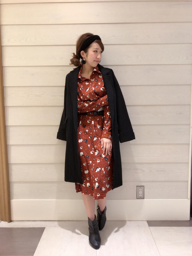 春にも使える、2way花柄シャツレトロコーデ♡ランチ♡nao