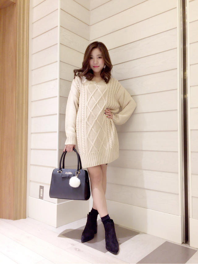 編み上げケーブルニットワンピ♡chisato