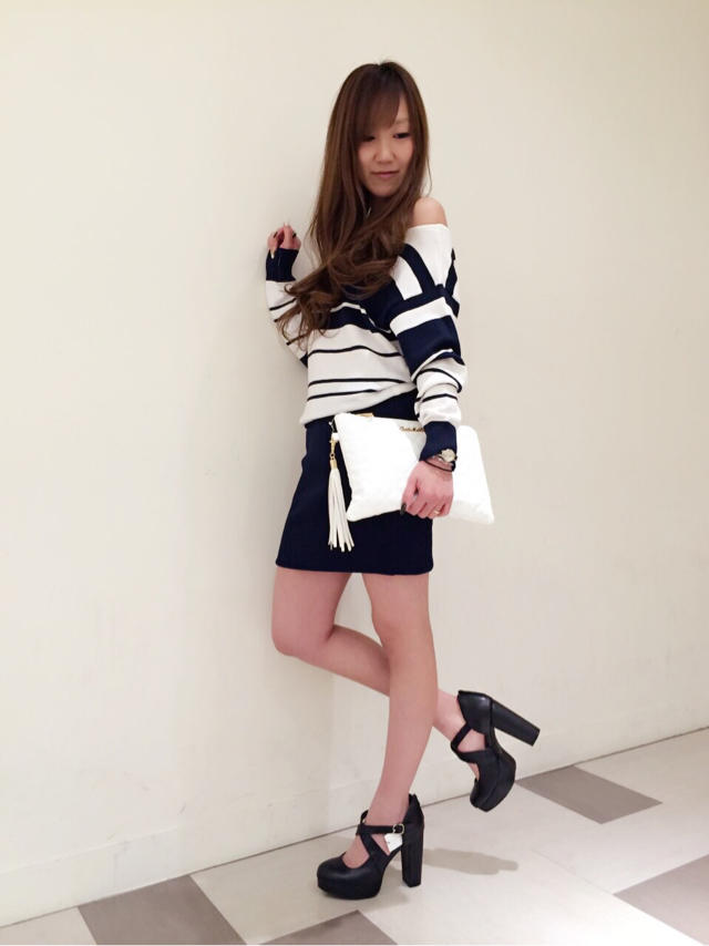今からでも使えるボーダーニットワンピ♡♡店長のNewnail**