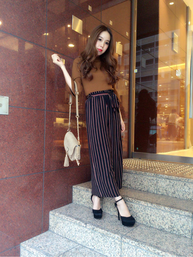 袖が可愛い♡リブニットトップスコーデ♡みか