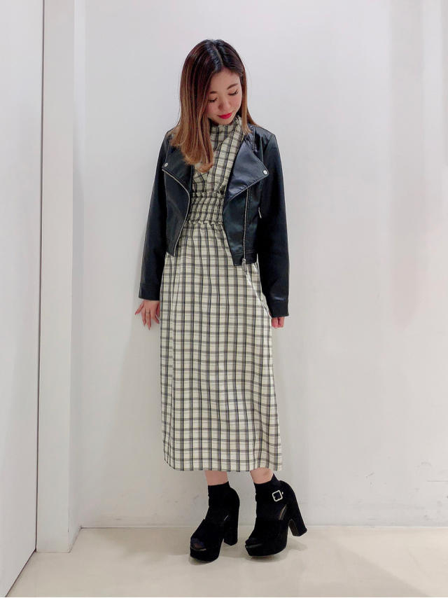 春先取りチェックワンピースコーデ♡chisato