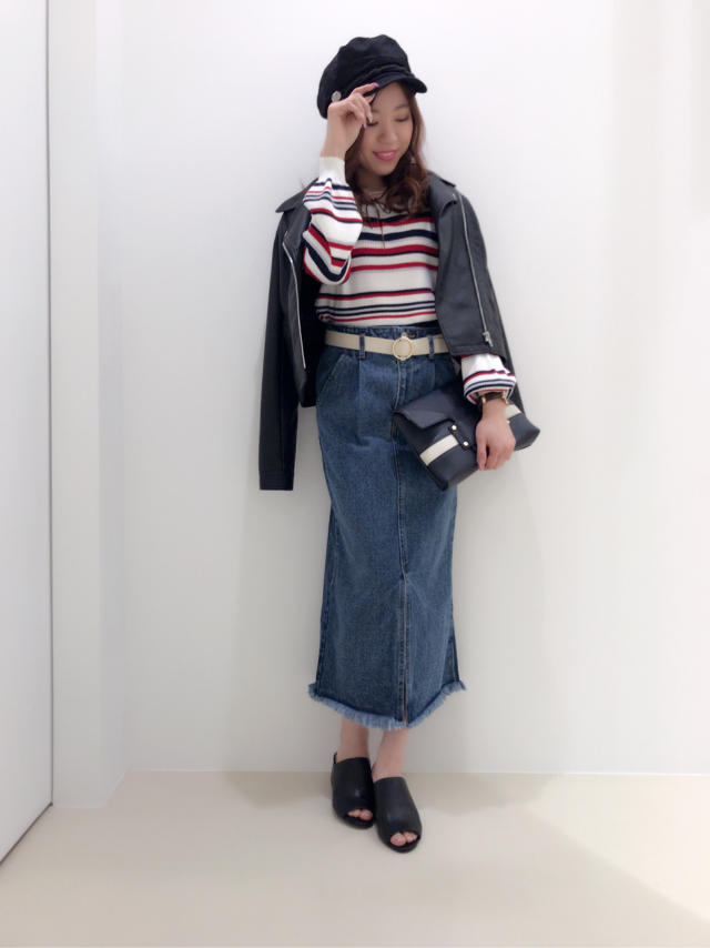 ランダムボーダーで着痩せコーデ♡chisato
