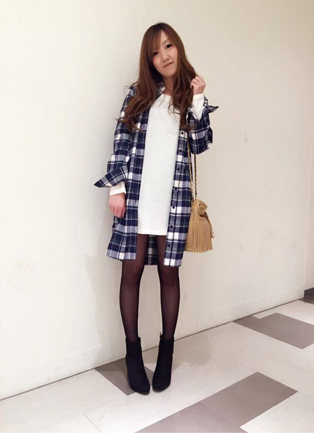 ロングチェックシャツでお洒落に着回し♡