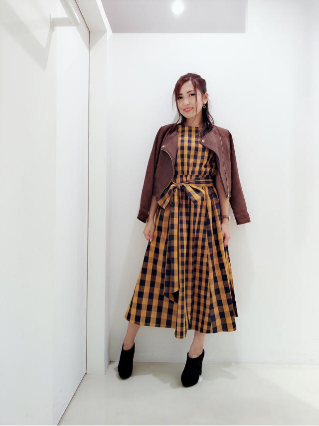 チェックが可愛いロングワンピース♡Hiroko