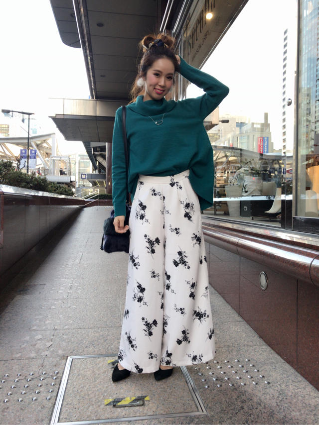 ゆるオフタートルトップス♡スカーフを使ったヘアアレンジ♡mika