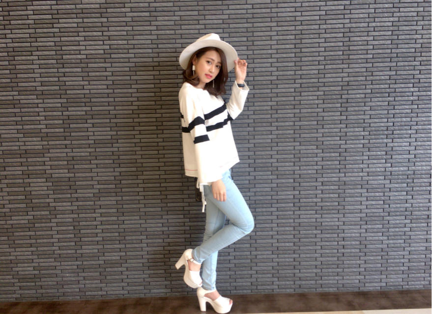 ボーダー柄レースアップニット♡rina