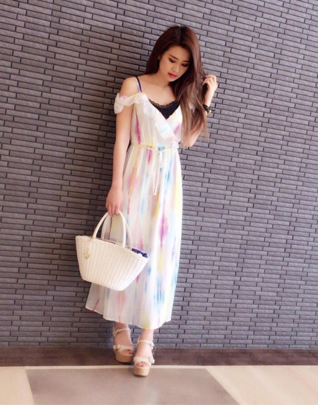 マルチカラーシフォンワンピース ♡ arina
