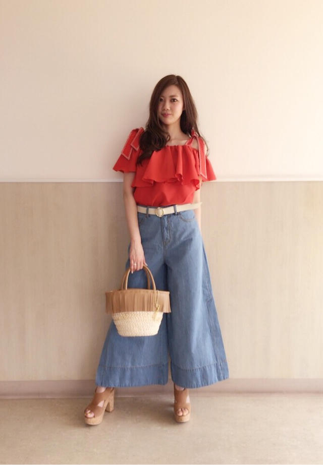 スリット入りワイドデニムパンツ ♡ arina